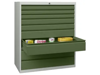 ladekast HxBxD 1200x1023x600mm 9laden RAL7035 front RAL6011 - 2