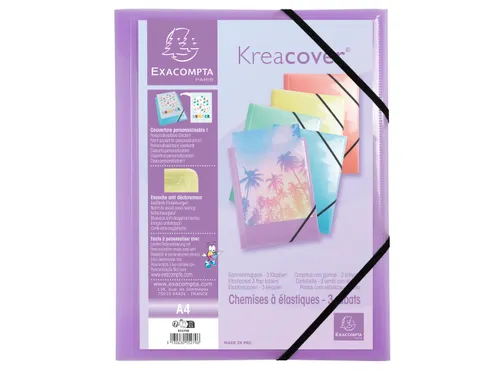 Elastomap Kreacover A4 3 Kleppen Assorti Pastel