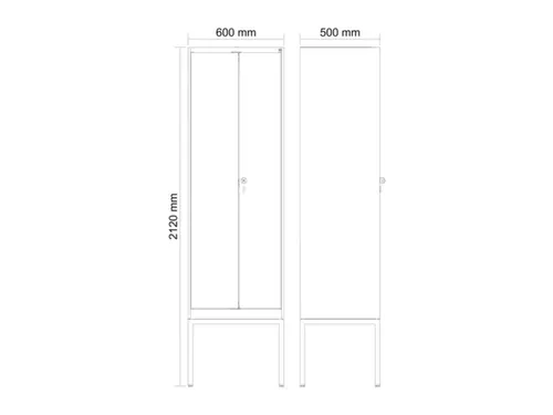 locker voor scheiding van kleding,HxBxD 2120x600x500mm,2vak