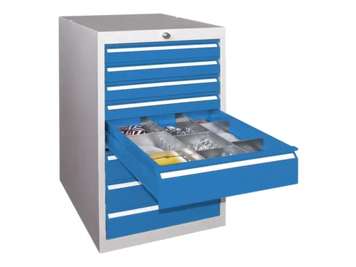 ladekast 800x500x600mm 8laden cilinderslot RAL7035 front RAL5012