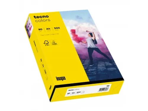 Inapa Tecno colors Gekleurd papier A4 Intens Geel 80 gram 500 vel