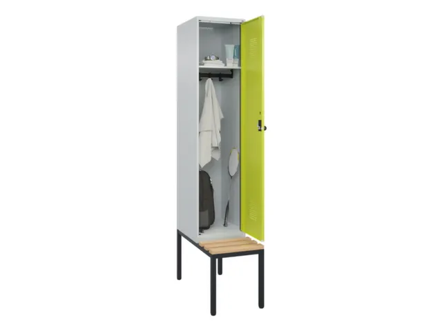 locker met bank,HxBxD 2120x400x815mm,1vak,vak B 400mm,draaigrendel