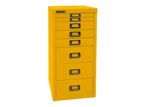 kantoor-ladekast HxBxD 590x279x380mm 8 laden romp + front geel staal