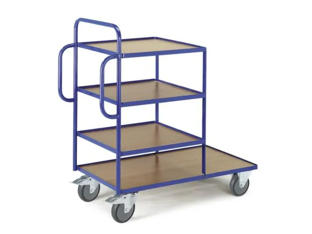 Bijzetwagen 250kg Lxbxh 1250x640x1250mm 4 Etages Hout Ral5010