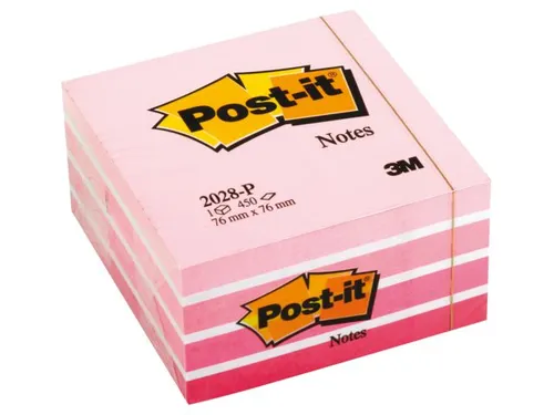 Memoblok 3M Post-it 2028 76x76mm kubus pastel roze