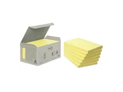 Memoblok Post-it 655-1B recycled 76x127mm canary yellow 6 stuks