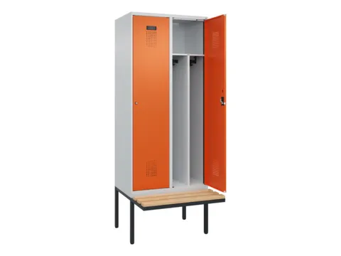 locker met bank,voor scheiding van kleding,HxBxD 2120x800x815mm,2vak