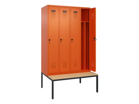 locker met bank,voor scheiding van kleding,HxBxD 2120x1200x815mm,4vak