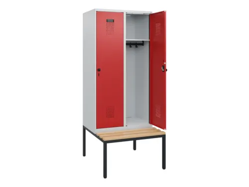 locker met bank,HxBxD 1950x800x815mm,2vak,vak B 400mm,draaigrendel