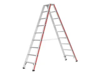 trapladder,beide zijden,2x9treden,Stand H 1,61m,balk L 2,28m,aluminium - 2