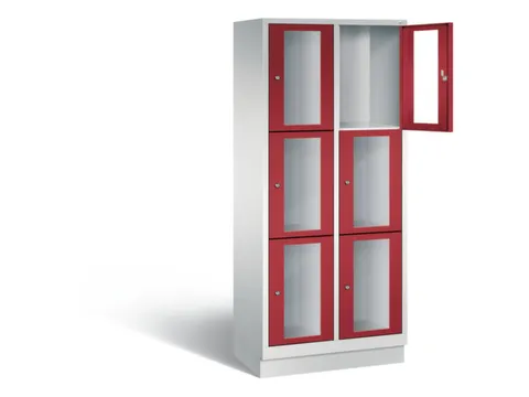 Lockerkast 1800x810x500mm 2x3 vakken Cilinderslot, Sokkel, RAL3003