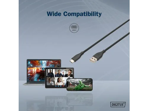 USB-C siliconen oplaadkabel USB-A USB-C 0,5m USB 2.0 60W zwart