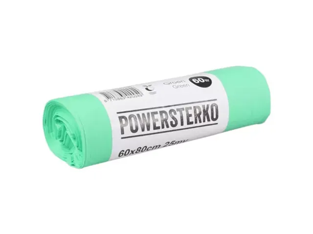 Afvalzak duurzame 80x60cm 25 micron groen 60ltr 24 rollen