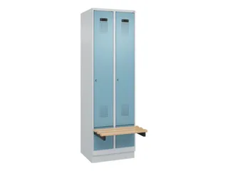 locker met bank,HxBxD 1950x600x815mm,2vak,vak B 300mm,cilinderslot - 2
