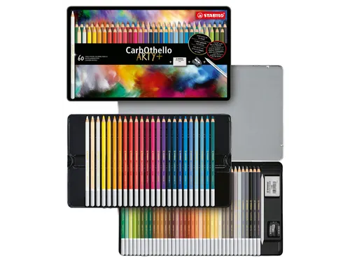 Kleurpotloden STABILO CarbOthello kalkpastel assorti blik à 60 stuks