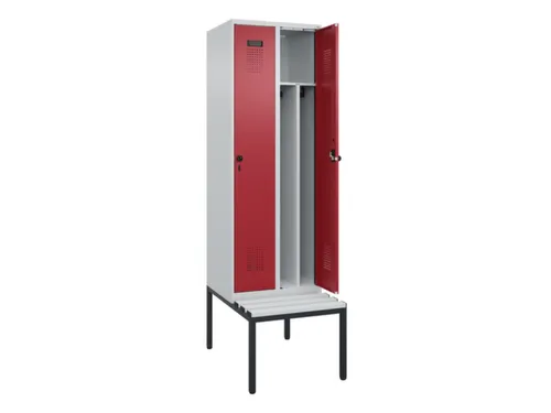 locker met bank,voor scheiding van kleding,HxBxD 2120x600x815mm,2vak