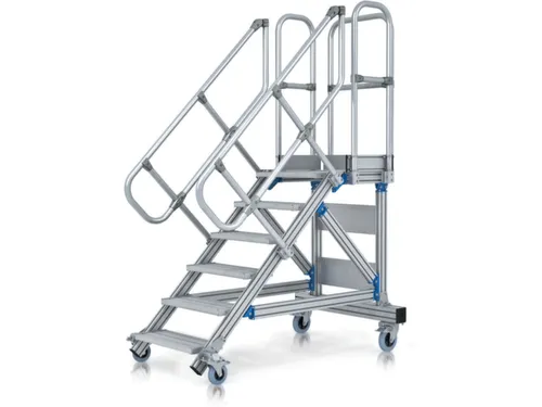 bordestrap,verrijdbaar,bordes H 3,75m,15treden,60° helling,aluminium