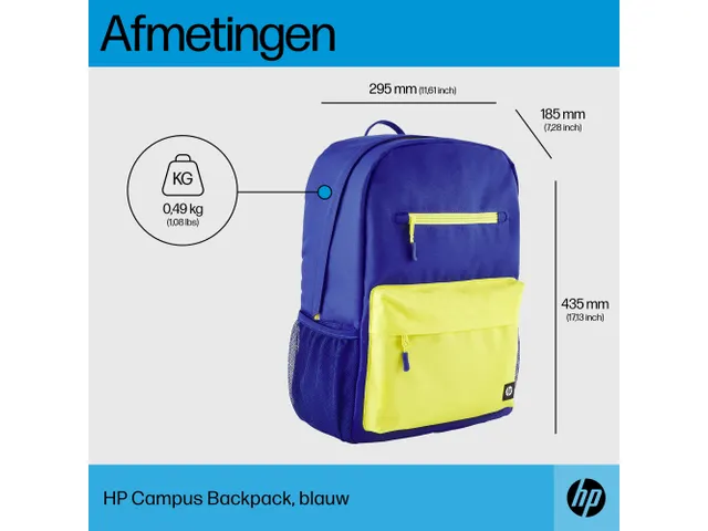 HP Campus 15.6 inch Notebook Backpack Blauw/Geel 7J596AA