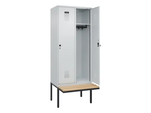 locker met bank,HxBxD 2120x800x815mm,2vak,vak B 400mm,draaigrendel