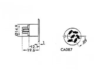 Vrouwelijke 6P Din Plug, Chassismontage - 3