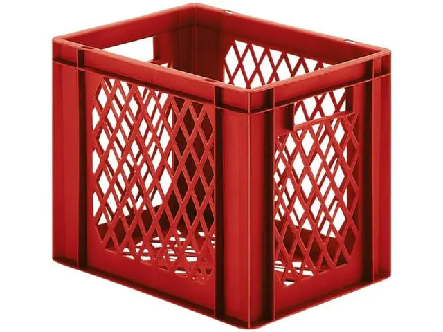 Euronorm-stapelbak 61l 320x600x400mm Wanden/bodem Opengewerkt Rood