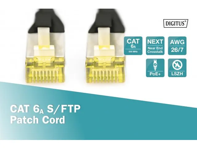 CAT 6A S-FTP patchkabel Cu LSZH AWG 26/7 Lengte 0.25m Zwart