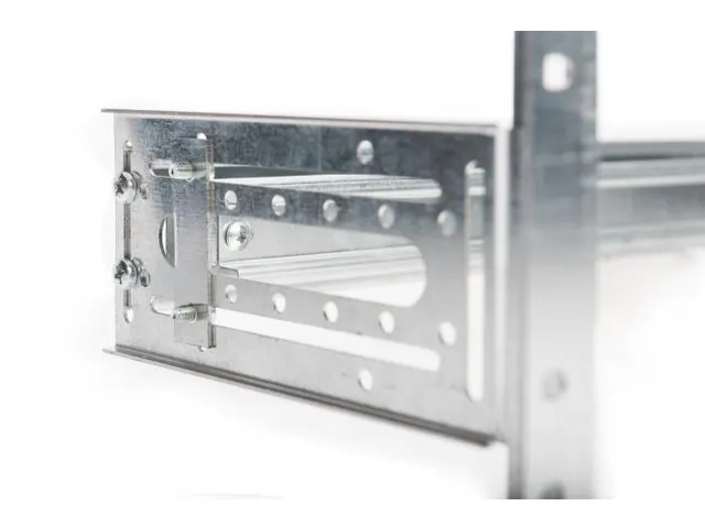 DIN-raildrager 4U 178x483x223mm verzinkt incl. hoge hoedrail verstelb.