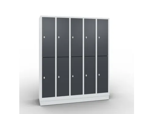 lockerkast draaigrendel 1800x1480x500 5x2vakken RAL7035 front RAL7021
