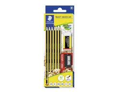 Potlood Staedtler Noris HB blister à 6 stuks met gum en gratis slijpe