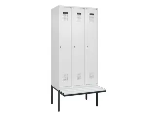 locker met bank,HxBxD 2120x900x815mm,3vak,vak B 300mm,cilinderslot - 2