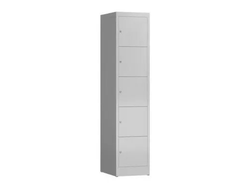 Lockerkast 1800x415x500mm 1x5 vakken cilinderslot, sokkel, RAL7035