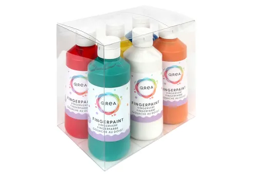 Vingerverf Qrea set à 6 kleuren 250ml