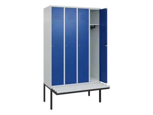 locker met bank,HxBxD 2120x1200x815mm,4vak,vak B 300mm,cil.-slot