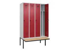 locker met bank,voor scheiding van kleding,HxBxD 2120x1200x815mm,4vak
