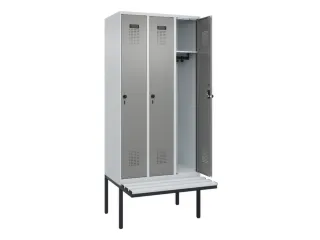 locker met bank,HxBxD 2120x900x815mm,3vak,vak B 300mm,draaigrendel - 1