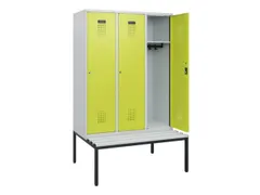 locker met bank,HxBxD 1950x1200x815mm,3vak,vak B 400mm,cilinderslot