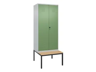 PBM-locker met bank,HxBxD 2120x800x815mm,2vak,vak B 400mm,draaigrendel - 1