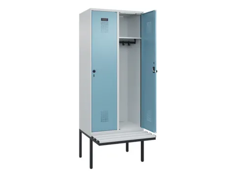 locker met bank,HxBxD 2120x800x815mm,2vak,vak B 400mm,draaigrendel
