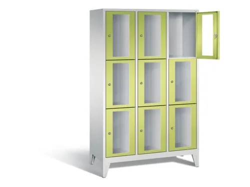 lockerkast 1850x1200x500mm 3x3 vakken Cilinderslot Poten, RDS1108060