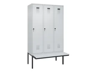 locker met bank,voor scheiding van kleding,HxBxD 2120x1200x815mm,3vak - 2