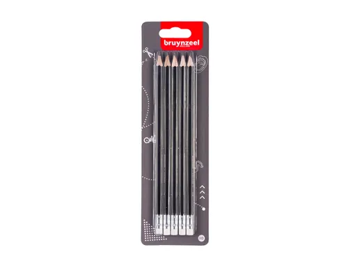 Potlood Bruynzeel Teens HB gumtip blister à 5 stuks