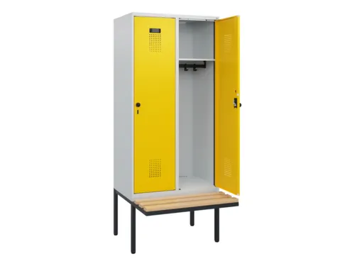 locker met bank,HxBxD 1950x800x815mm,2vak,vak B 400mm,draaigrendel