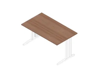bureau,HxBxD 730x1400x800mm,blad canaletto-hout,C-voet wit - 1