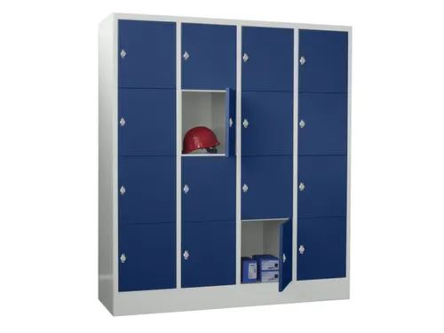 lockerkast,HxBxD 1850x1600x500mm,4x4vakken,RAL7035,front RAL5010