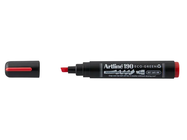 Permanent marker Artline 190 Eco schuin 2-5mm rood Dry Safe