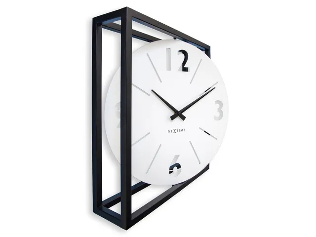 Tafel/wandklok NeXtime Time Frame 40x40cm wit metaal