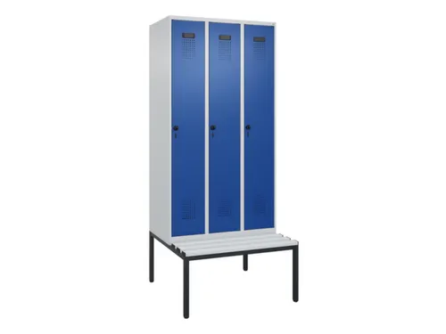 locker met bank,voor scheiding van kleding,HxBxD 2120x900x815mm,3vak