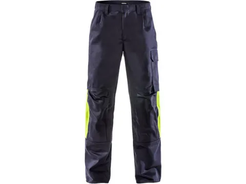 Fristads Flame lasbroek 2031 FLAM Marine/High Vis geel maat D100