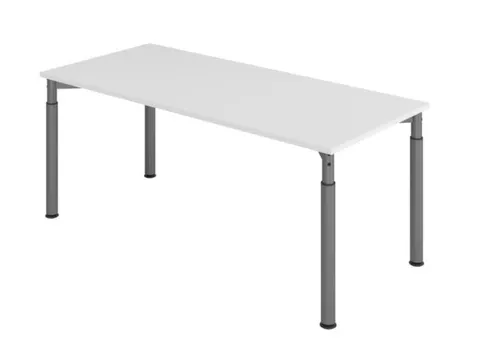 bureau,HxBxD 680-820x1800x800mm,blad grijs,4voeten grafiet,ronde buis