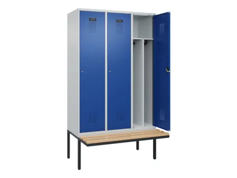 locker met bank,voor scheiding van kleding,HxBxD 2120x1200x815mm,3vak